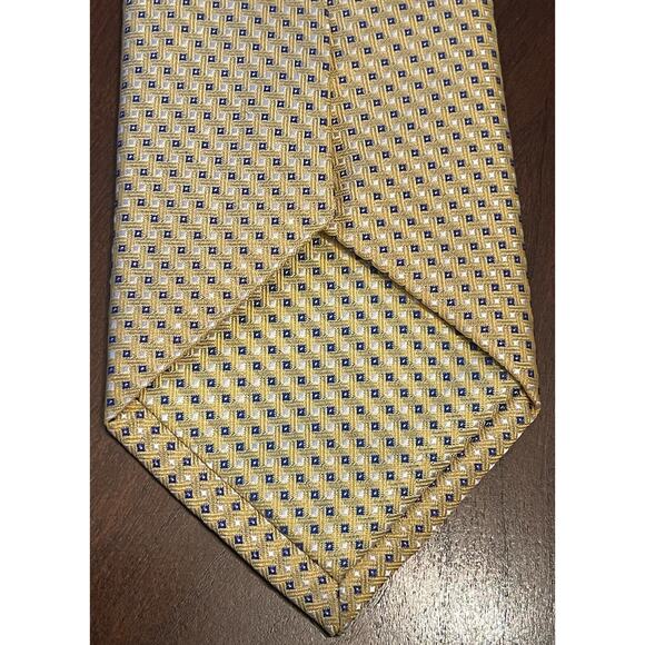 Beau Brummel Gold Blue Hand Made 100% Silk Men’s Neck Tie Made In China - Picture 2 of 9